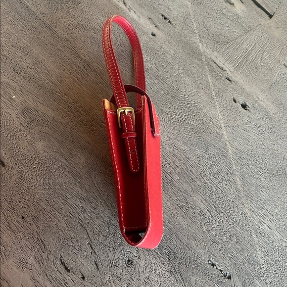 Coach Red Leather Signature C Phone Pouch Wristlet Mini Shoulder Bag - Picture 3 of 12